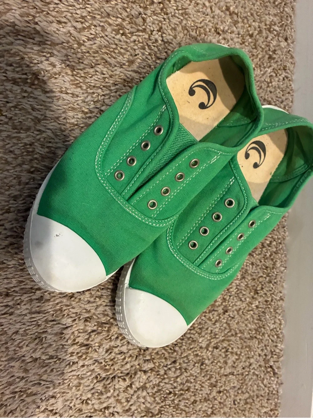 Charming Charlie Green Slip-On Canvas Sneakers with White Toecaps